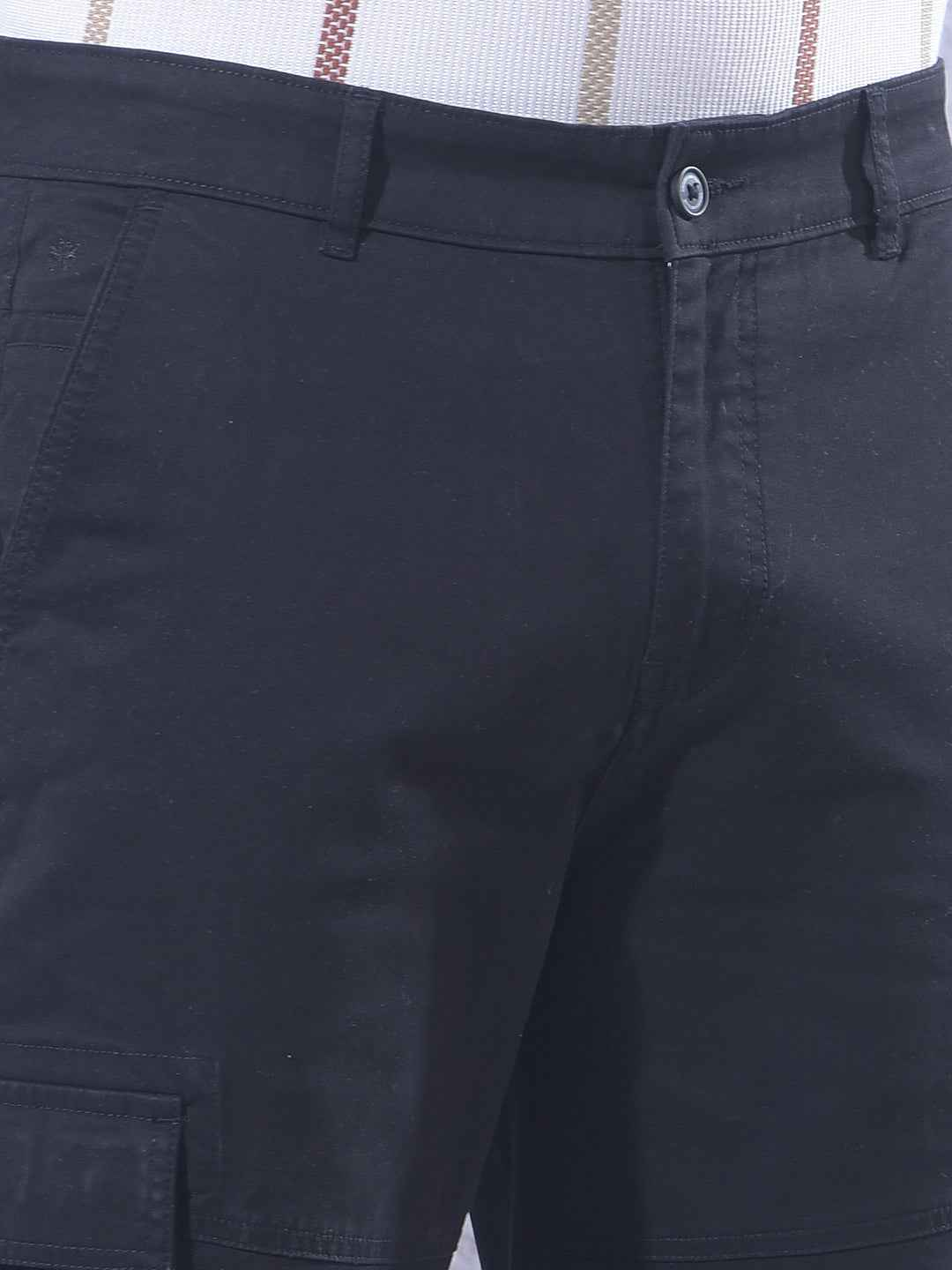 Black Straight Cargo Trousers
