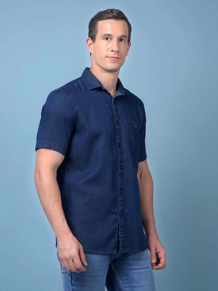 Blue 100% Cotton Denim Shirt