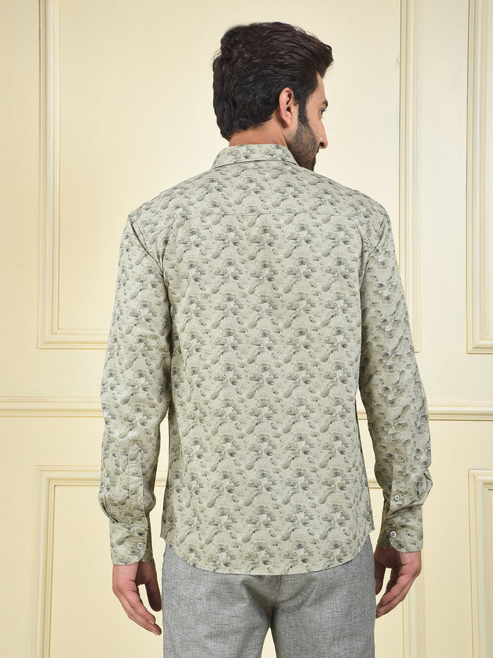 Bold Edge Olive Floral Print Shirt