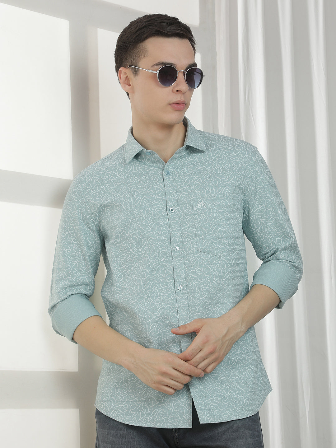 Green Printed 100% cotton Shirt