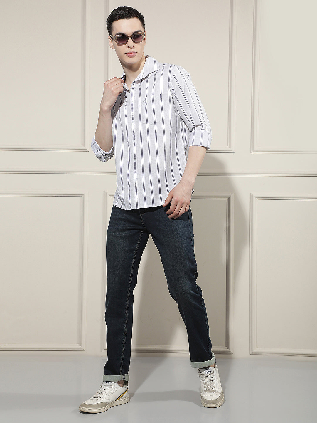 Grey Vertical Stripes 100% Cotton Shirt