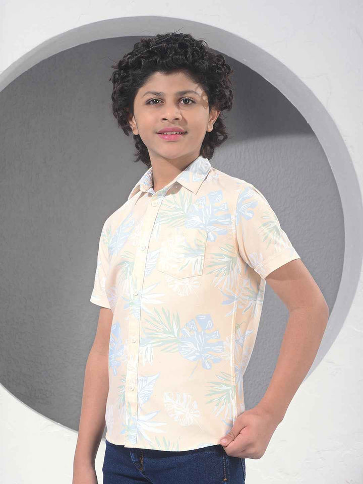 Yellow Floral Print 100% Cotton Shirt