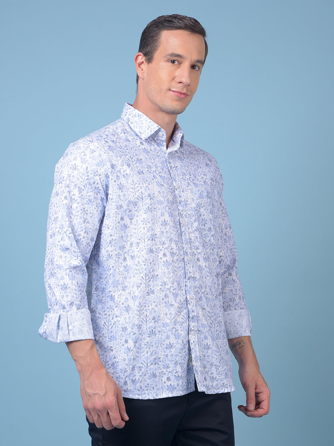 Blue Floral Print Shirt