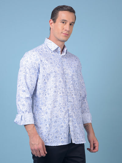 Blue Floral Print Shirt
