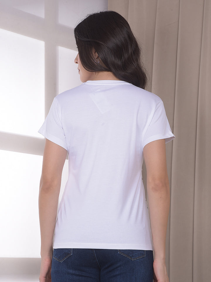 White Floral Print T-Shirt