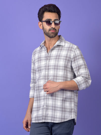 Grey Checked 100% Cotton Shirt