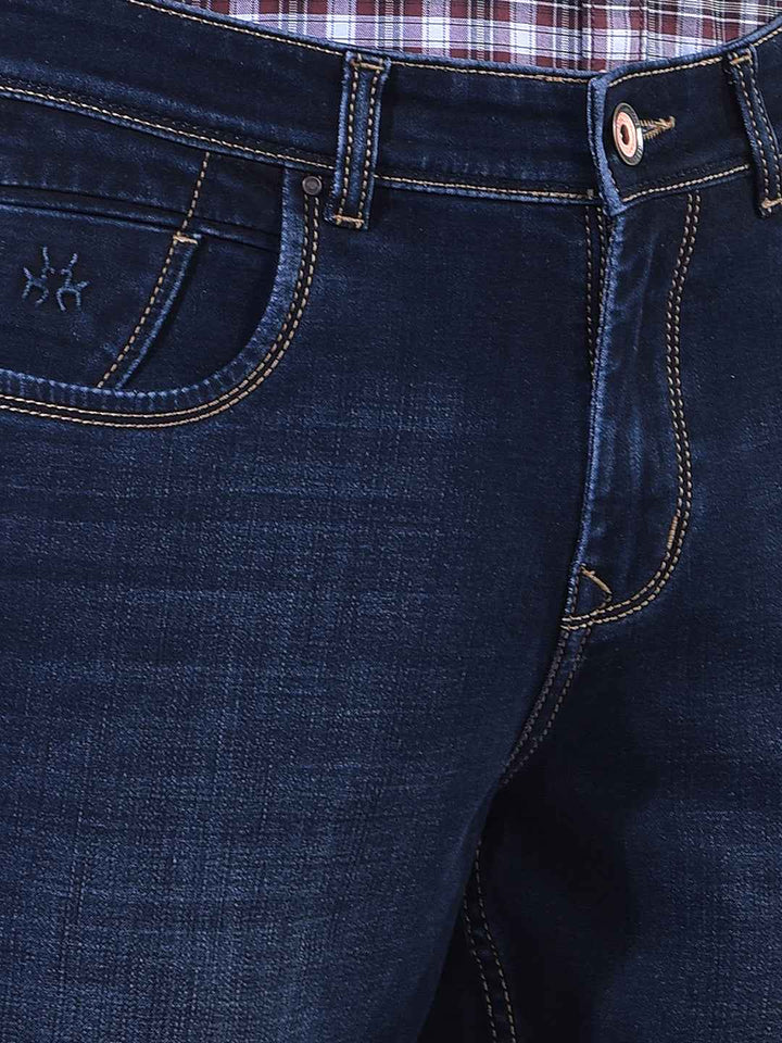 Bold Dark Blue Textured Versatile Urban Jeans