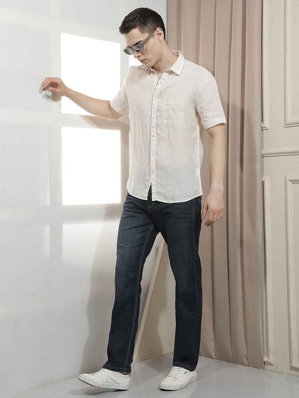 Navy Blue Straight Jeans