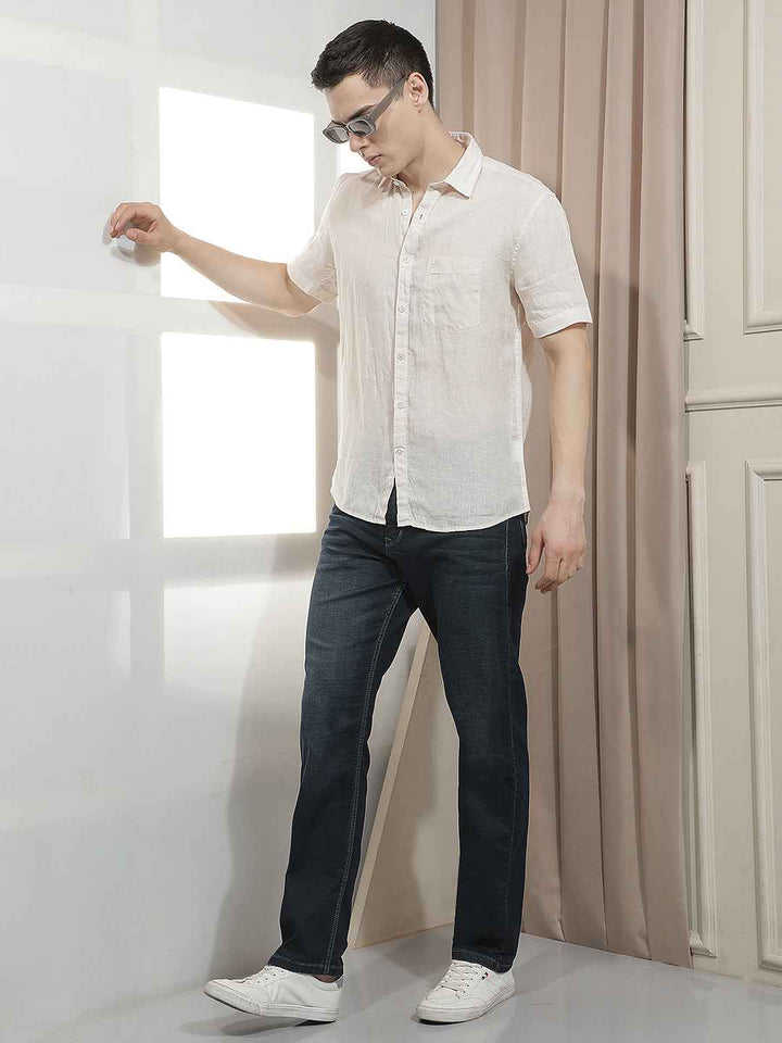 Navy Blue Straight Jeans