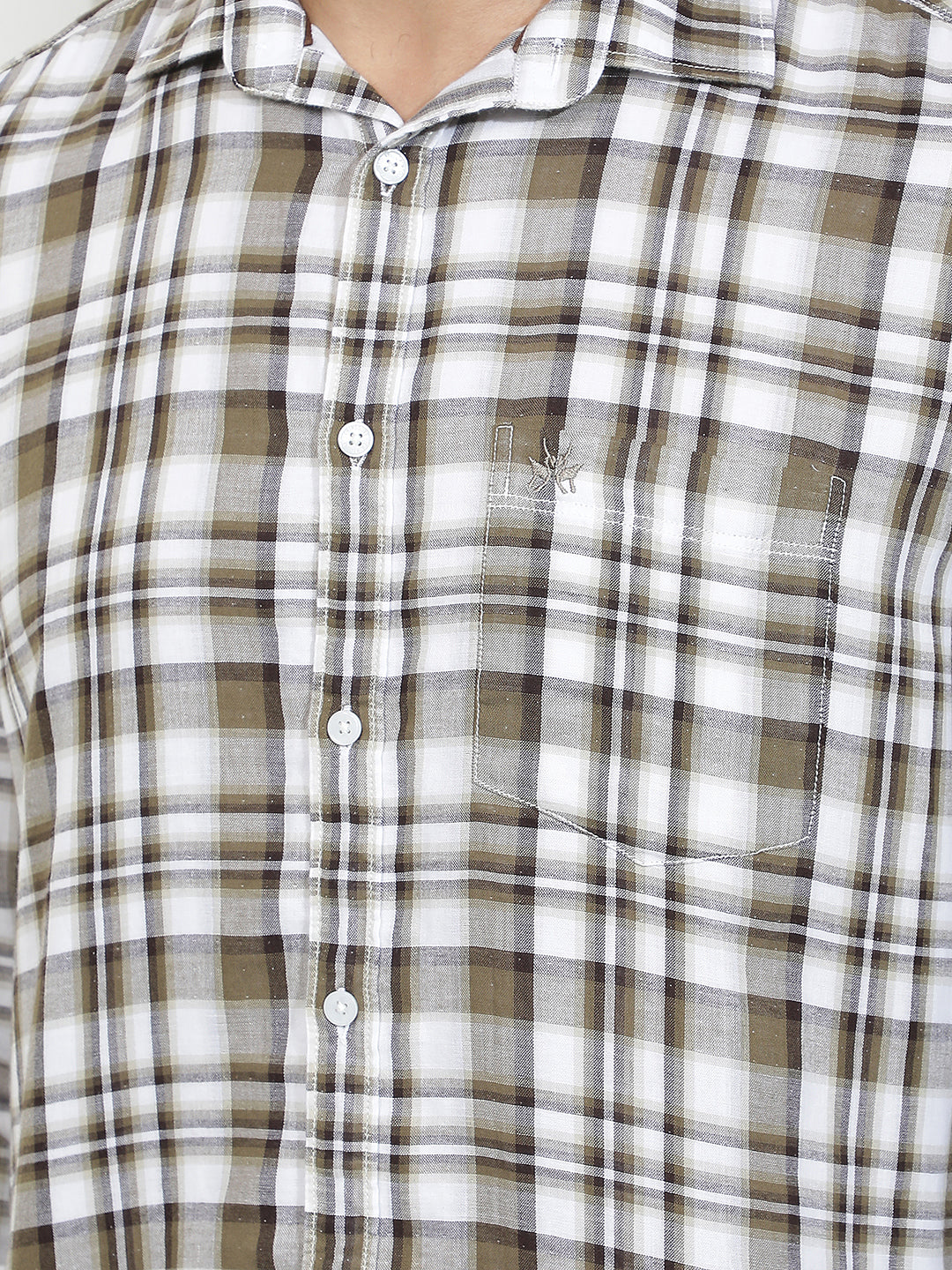 Brown 100% Cotton Checked Shirt