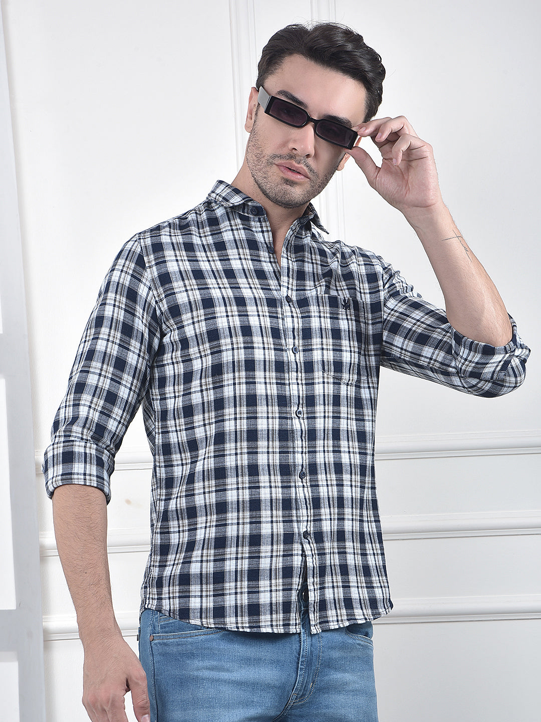 Brown Checked 100% Cotton Shirt