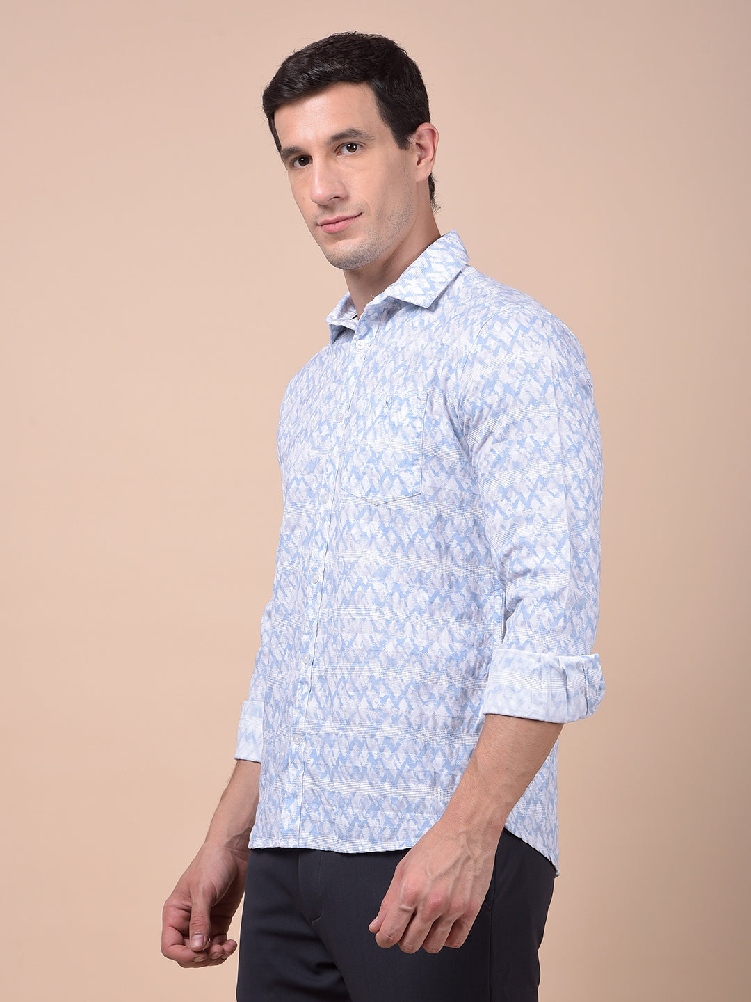 Blue Printed Linen Shirt