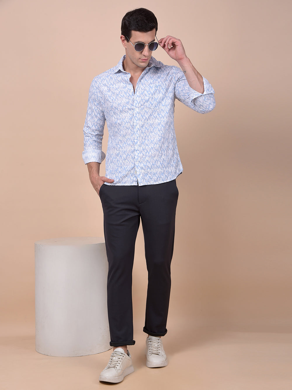 Navy Blue Printed Trousers