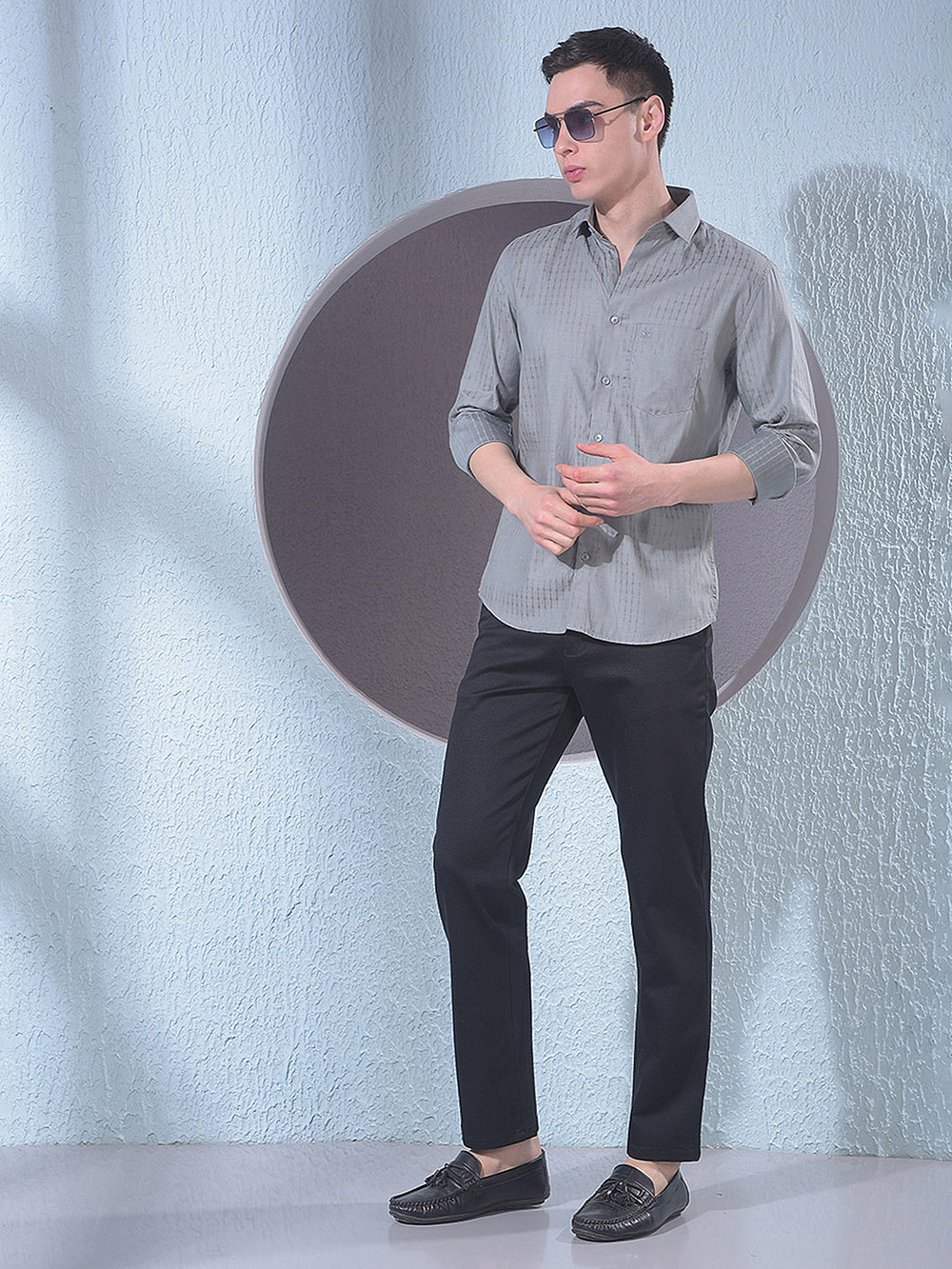 Black Printed Straight Trousers