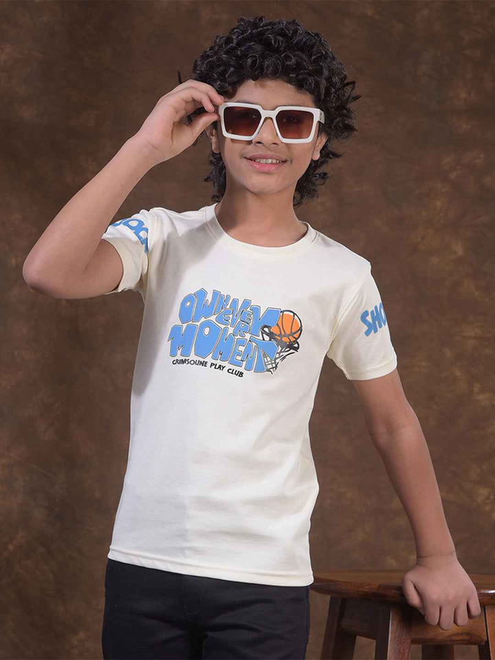 Cream Graphic Print T-Shirt
