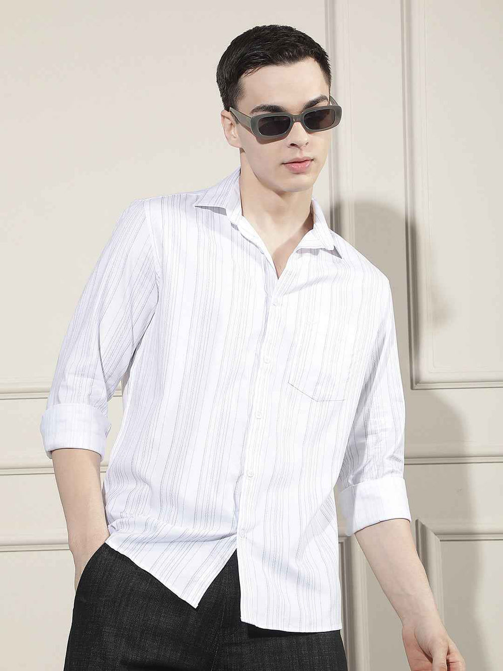 White Vertical Striped Shirt