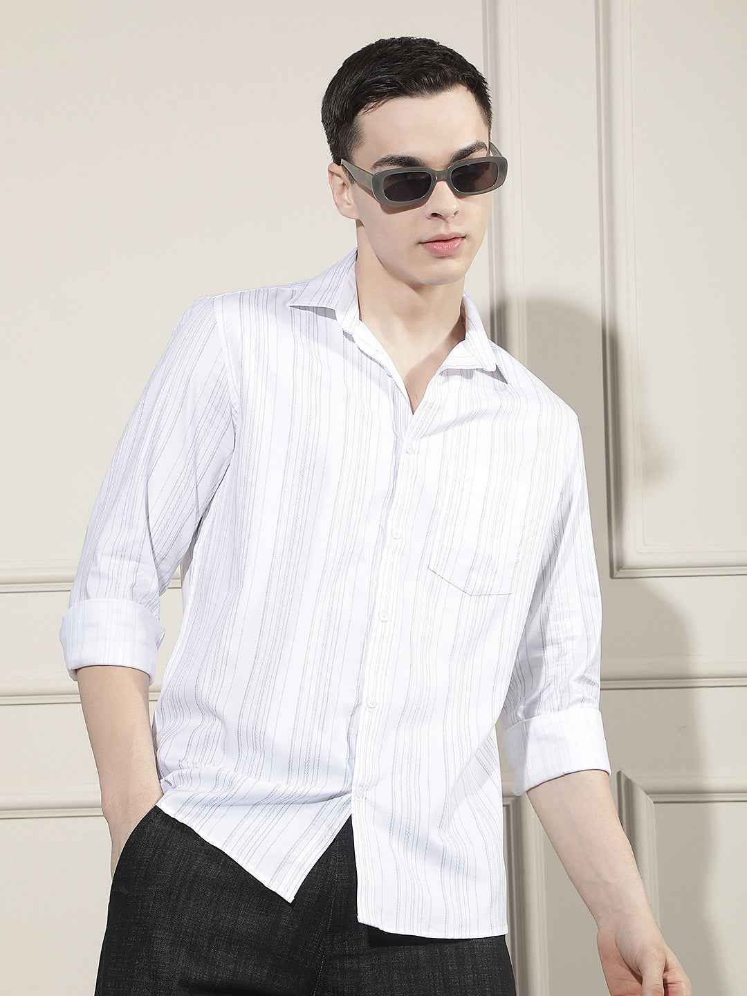 White Vertical Striped Shirt
