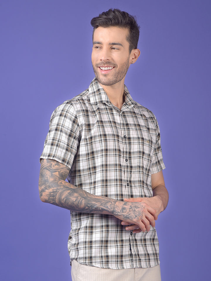 Olive Checked 100% Cotton Shirt
