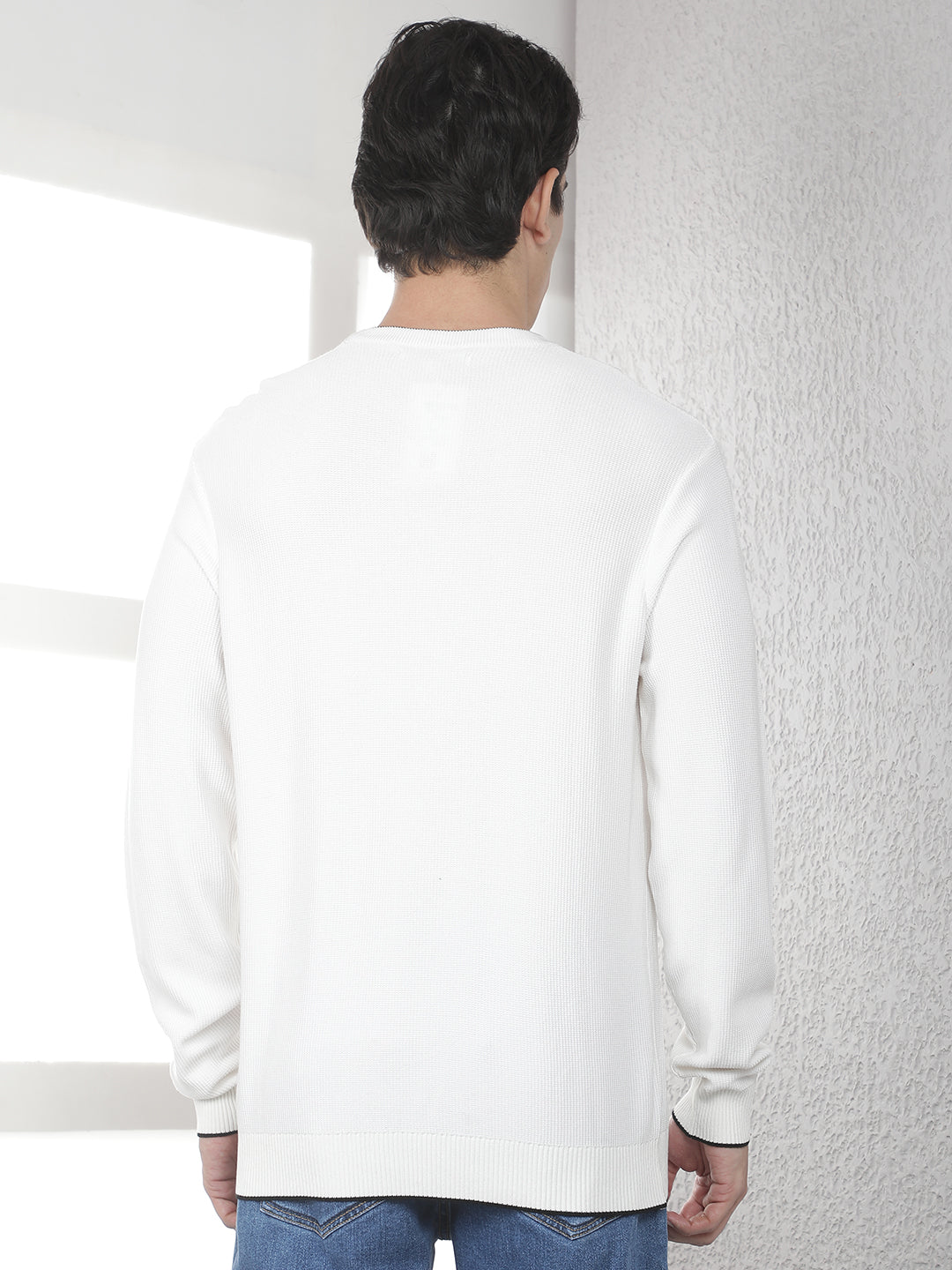 White Oversized Round Neck Sweater