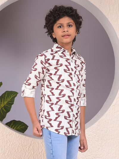 Wine Printed 100% Cotton Shirt