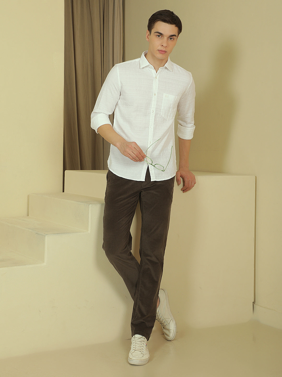 Olive Straight Corduroy Trousers