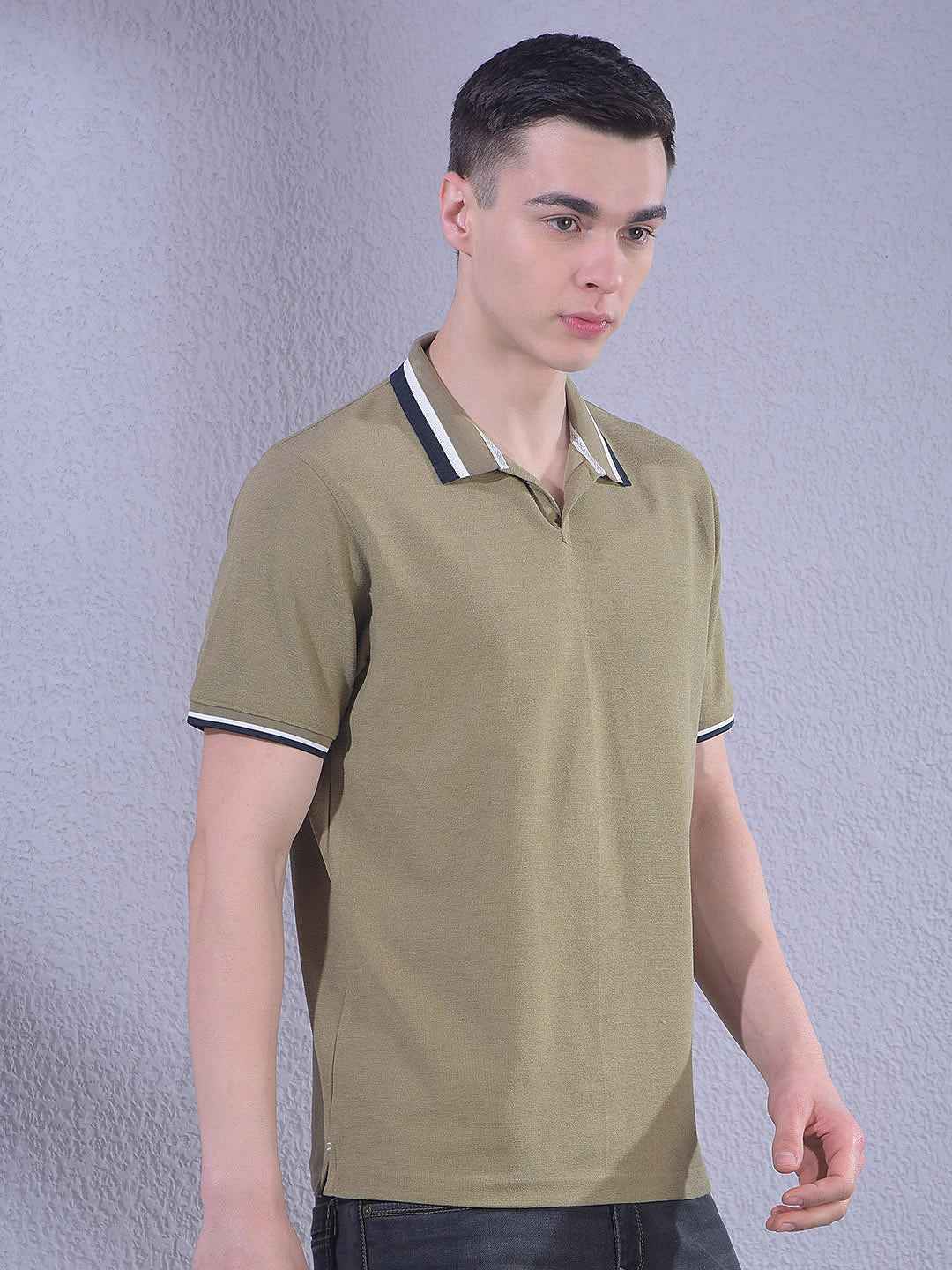 Olive Polo Neck T-Shirt