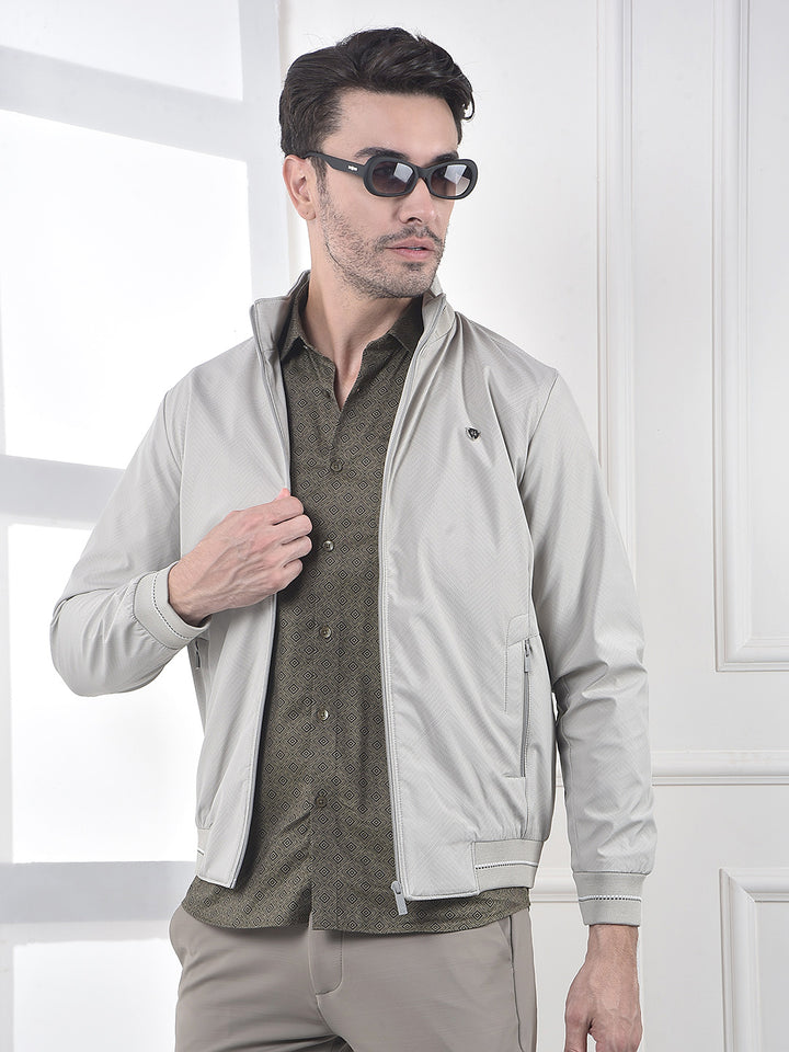 Beige Printed Puffer Jacket