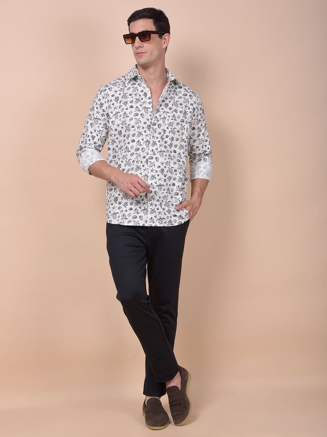 Grey Printed 100% Cotton Shirt