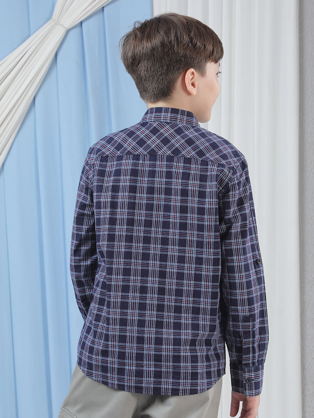 Blue Checked 100% Cotton Shirt