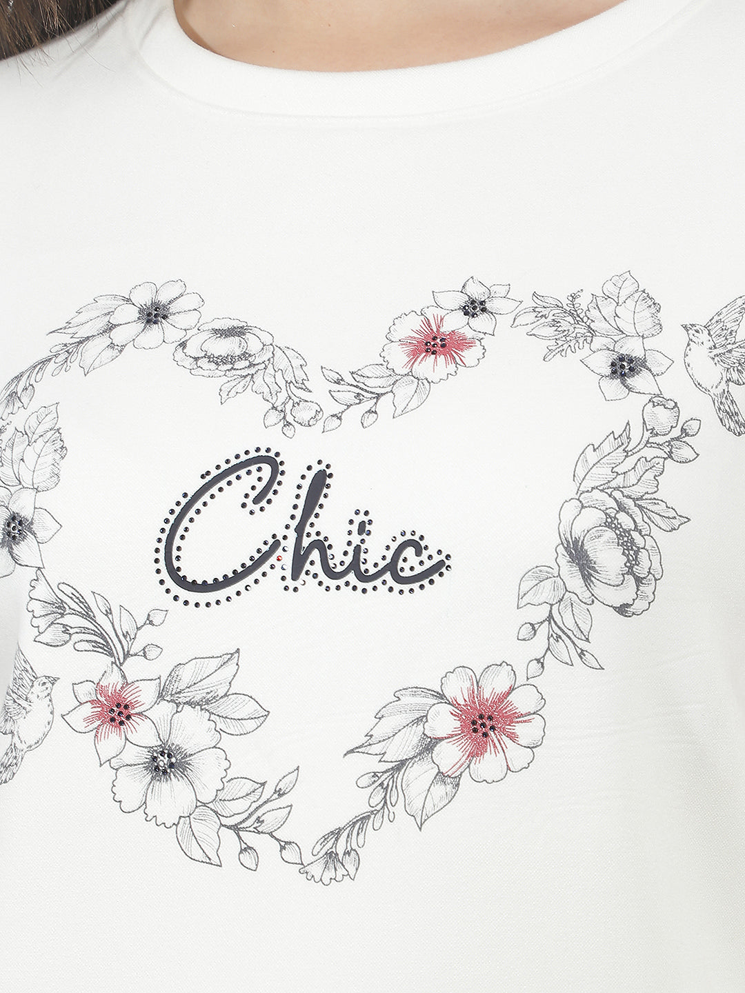 White Graphic Print Sweatshirt