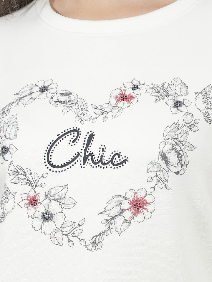 White Graphic Print Sweatshirt