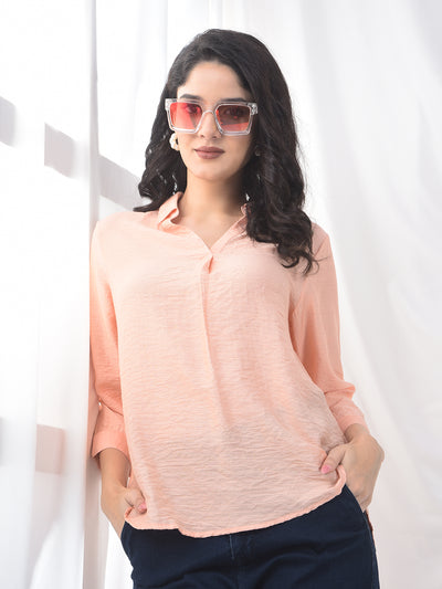 Blush Peach Airy Weave Fluid Fit Top
