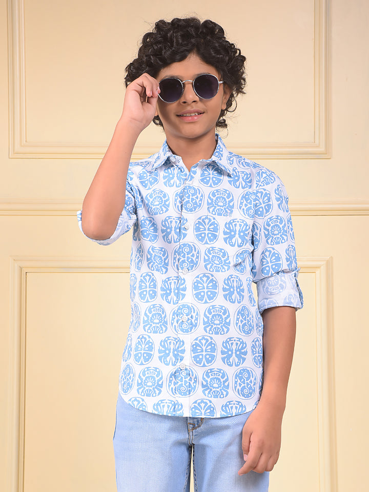 Stylish Blue Printed Shirt