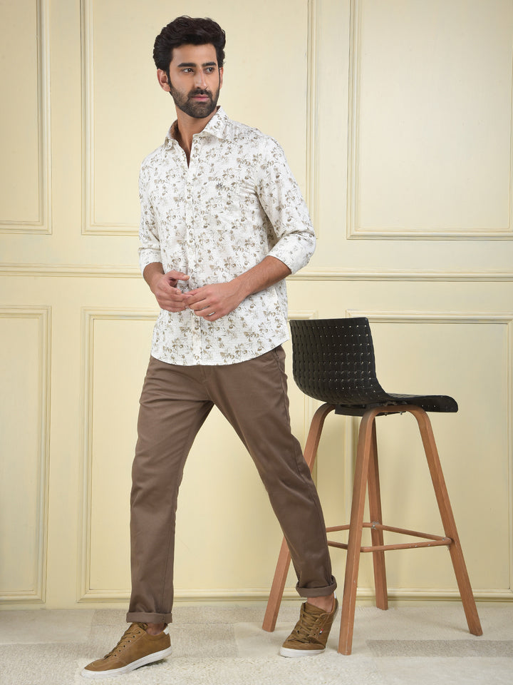 True Form Beige Floral Print Shirt