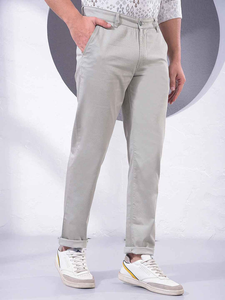 Green Surface Detailed Printed Trousers