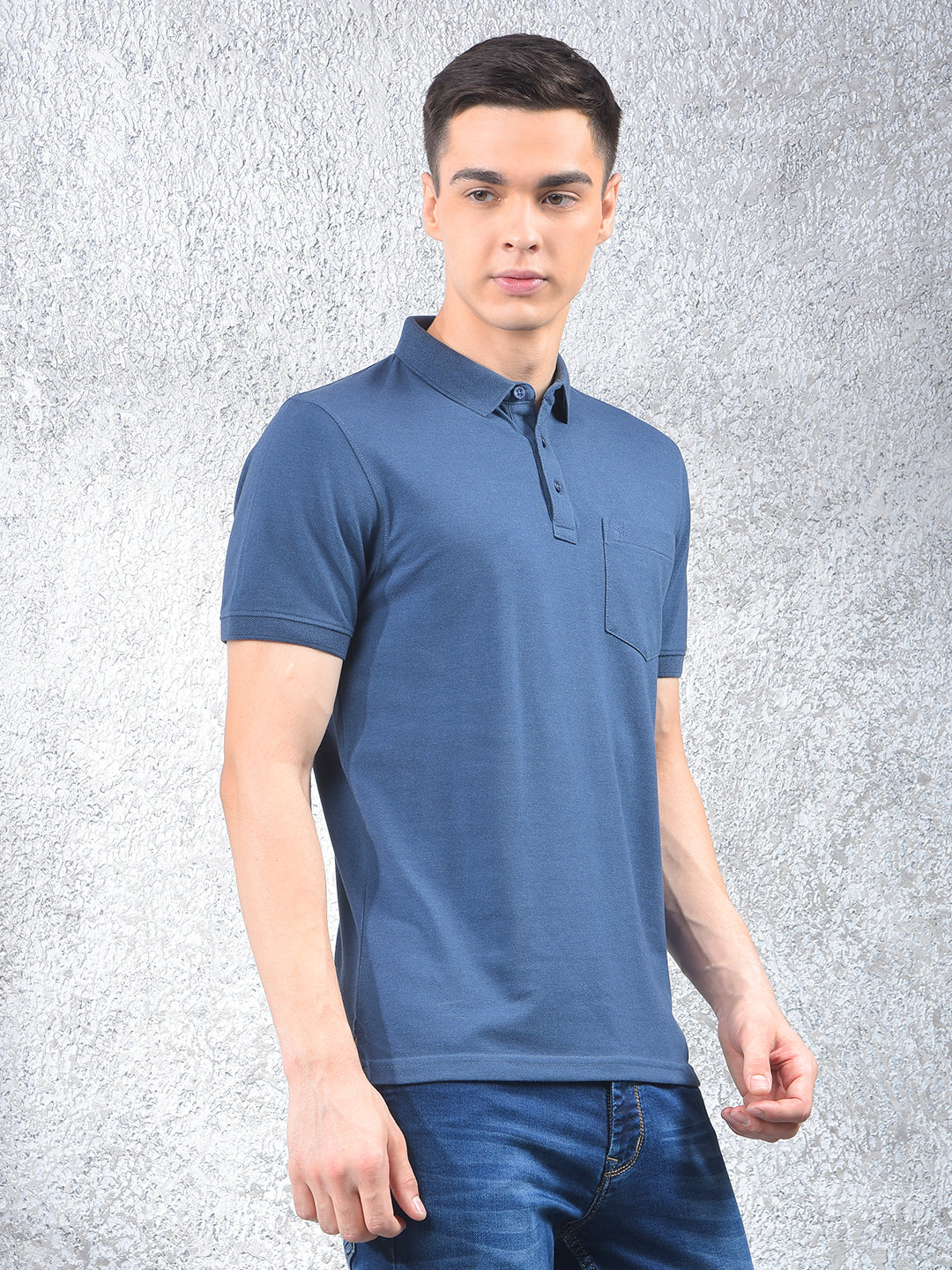 Blue Polo Neck T-Shirt