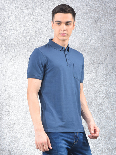 Blue Polo Neck T-Shirt