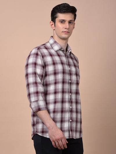 Maroon Checked 100% Cotton Shirt