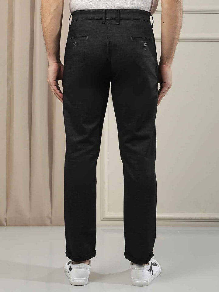 Classic Black Checked Casual Trousers