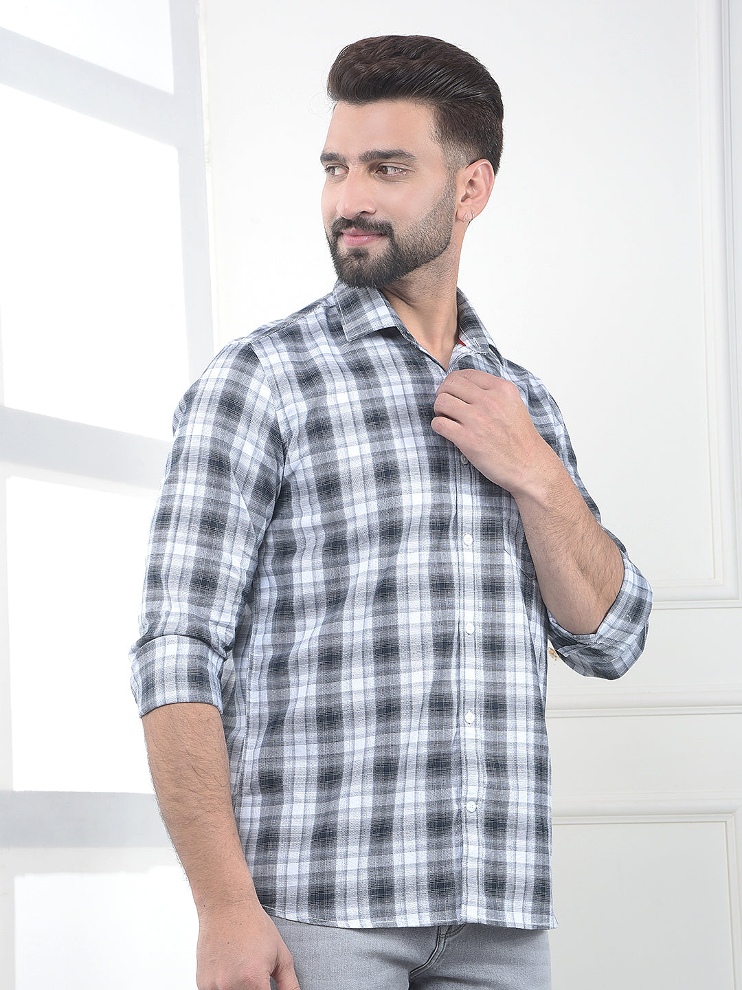 Black Checked 100% Cotton Shirt