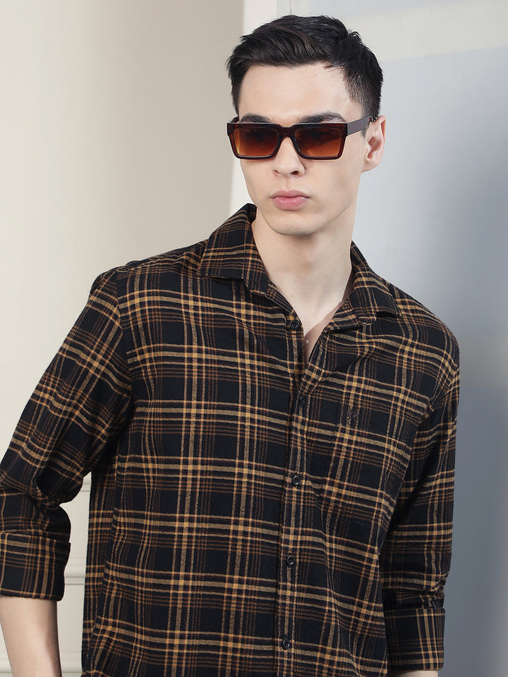 Black Checked 100% Cotton Shirt
