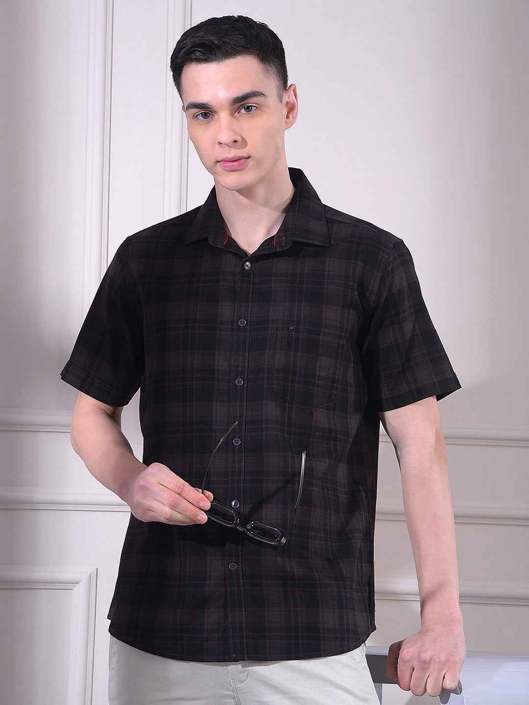 Wine 100% Cotton Checked Shirt