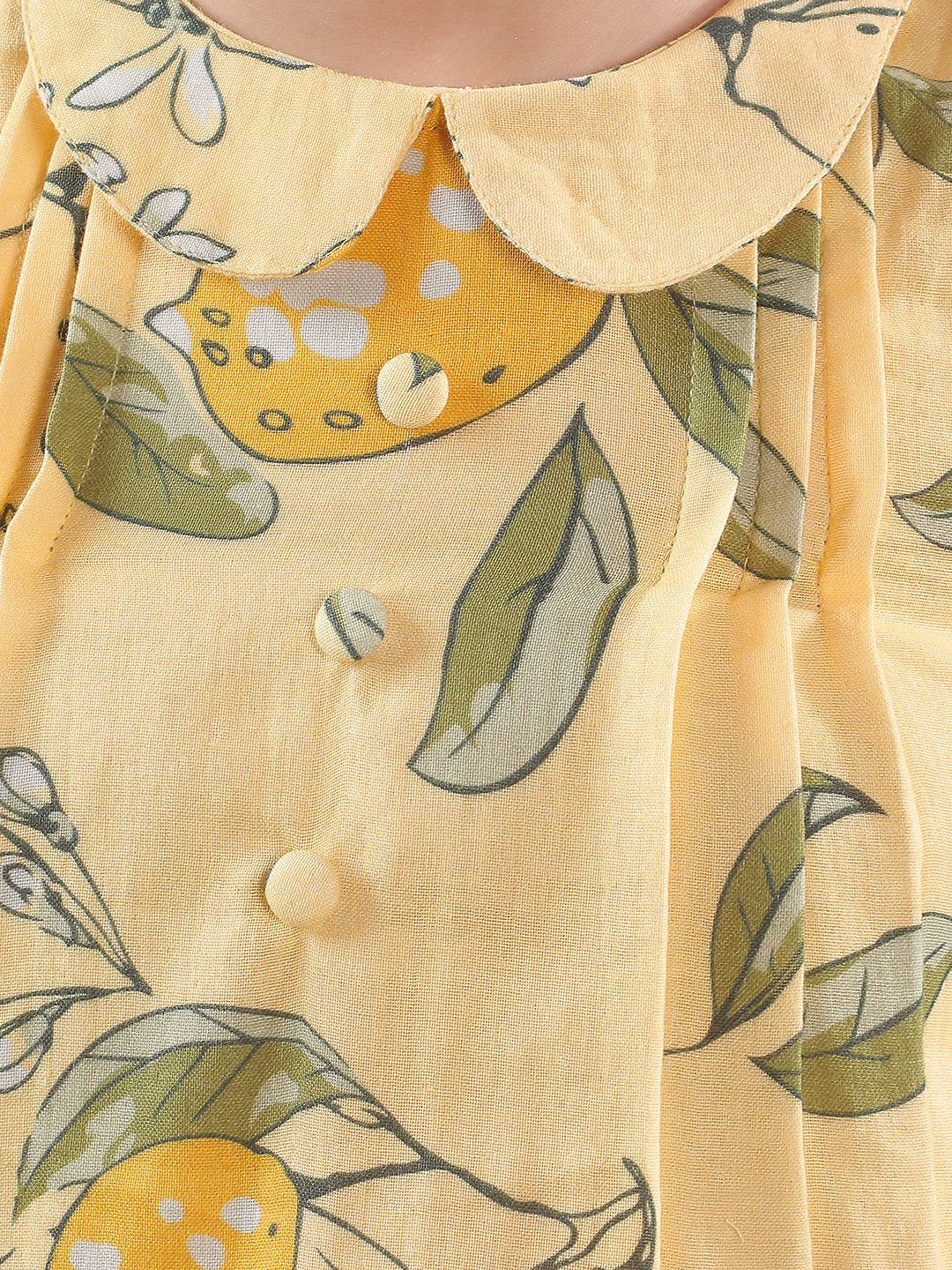 Yellow 100% Cotton Floral Printed Sleeveless Crop Top