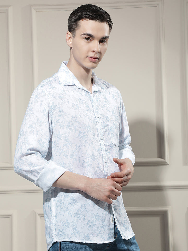 Blue Floral Print Shirt