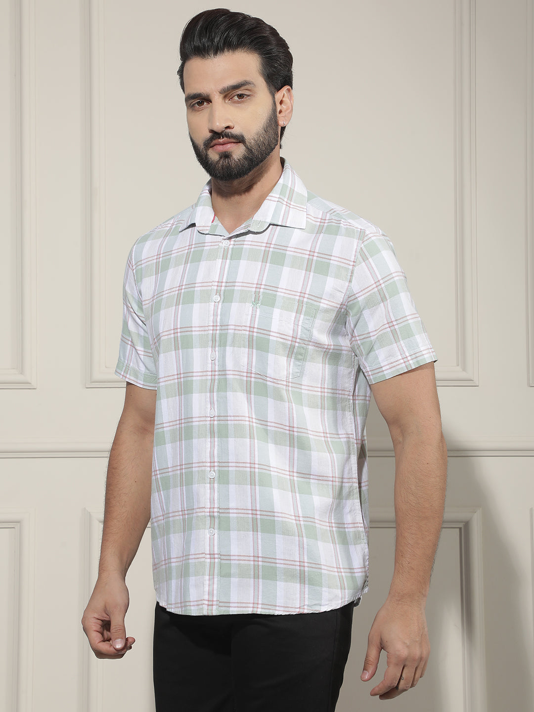 Green Checked 100% Cotton Shirt