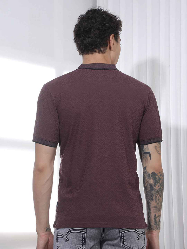 Wine Jacquard Polo T-Shirt