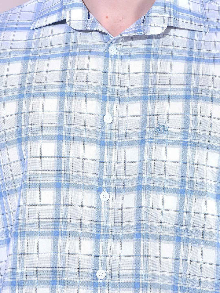 Blue 100% Cotton Checked Shirt