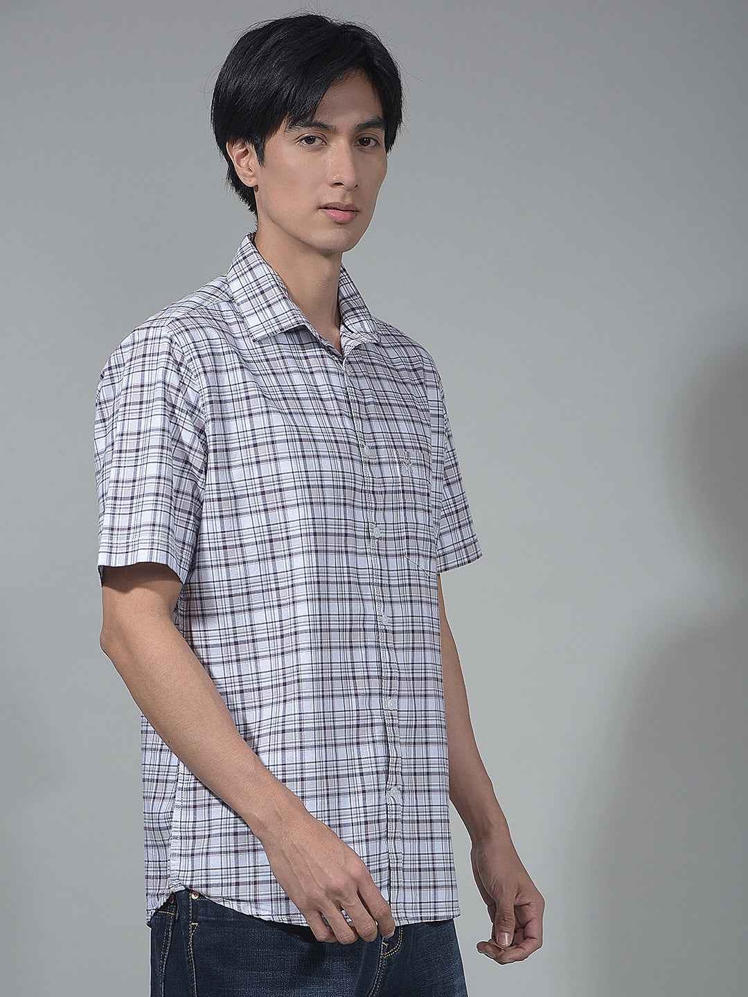 Wine Checked 100% Cotton Shirt