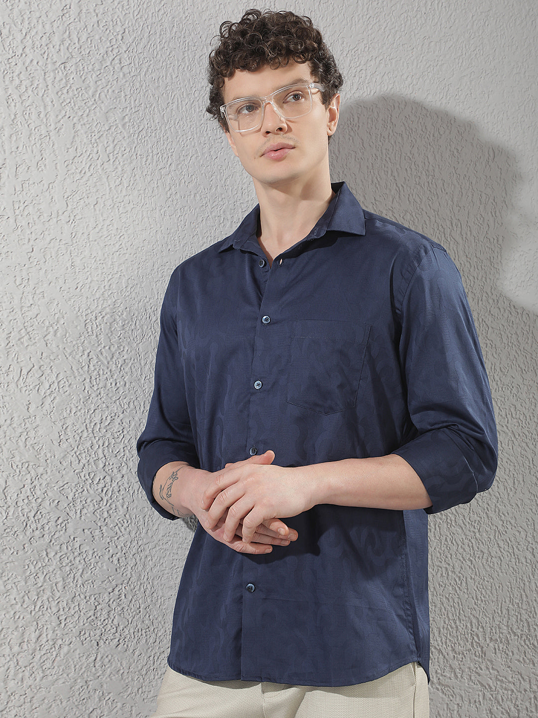 Navy Blue Printed Shirt