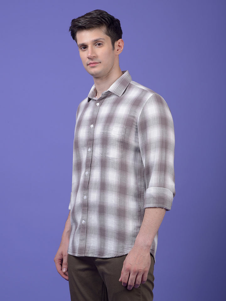 Grey Checked 100% Cotton Shirt